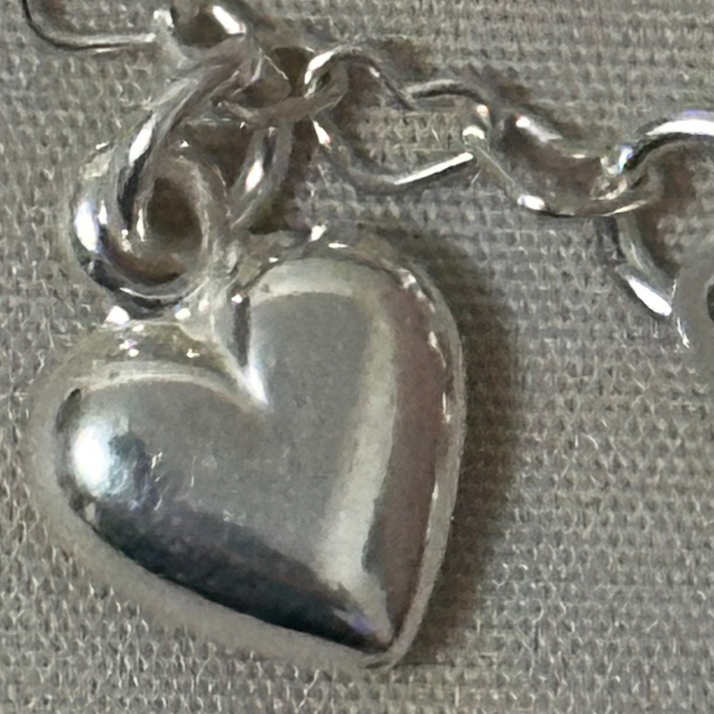 925 Sterling Silver Heart Anklet Chain w/Heart Charm. NWOT - Picture 6 of 14
